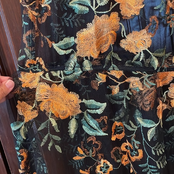 Nwt! Gorgeous maxi dress, see through with embroidered flowers - Picture 8 of 11